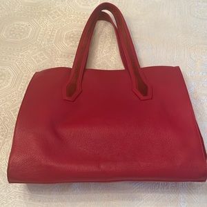 Alberta di Canio large red leather and suede bag